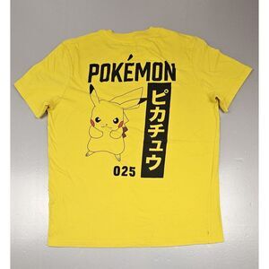 Pokemon Pikachu 025‎ Mens T-Shirt Large. Yellow Y2K Tee.